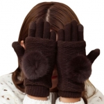 พร้อมส่ง - ถุงมือไหมพรม GT262 (สีน้ำตาล)