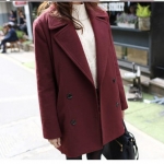 พร้อมส่ง - เสื้อโค้ทผ้าวูลกันหนาว CT132 (สีแดงไวน์)