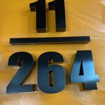 ป้ายบ้านเลขที่ ป้ายสแตนเลสแฮร์ไลน์ดำด้านยกขอบ