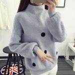 พร้อมส่ง - เสื้อไหมพรมแฟชั่นลายจุด ST211 (สีเทา)