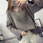 พรีออเดอร์ - เสื้อไหมพรมแฟชั่นแขนยาว Pre - ST775 (สีเทาเข้ม)