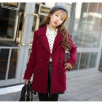 พร้อมส่ง - เสื้อโค้ทผ้าวูลกันหนาว CT116 (สีแดง)