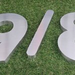 ป้ายบ้านเลขที่ ป้ายอักษรสแตนเลสสีเงินแฮร์ไลน์