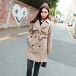 พร้อมส่ง - เสื้อโค้ทผ้าวูล CT165 (สีน้ำตาล)