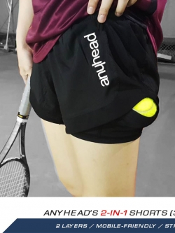 กางเกงกีฬา 2 ชั้น 2in1 - รุ่นสั้น 3 นิ้ว (SHORT) สีดำ (Black)