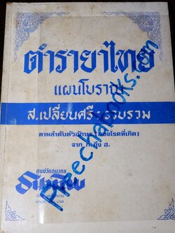 ตำรายาไทยเเผนโบราณ โดย ส.เปลี่ยนสี ตามลำดับตัวอักษร(ของโรคที่เกิด) จาก ก.ถึง ฮ ปี 2529