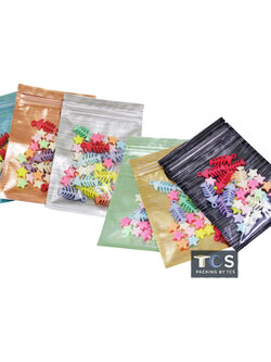 ถุงหน้าใส หลังฟอยล์สี ลายเส้น ซิปล็อคตั้งไม่ได้ (เมทัลไลท์)