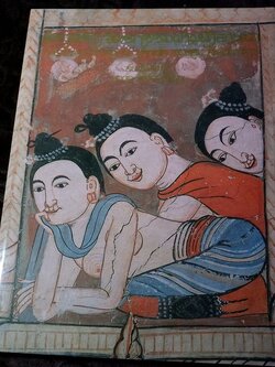 โครงสร้างจิตรกรรมฝาผนังลานนา โดย สน สีมาตรัง สนับสนุนโดย มูลนิธิโตโยต้า ปี 2526( มีลายเซ็นต์)