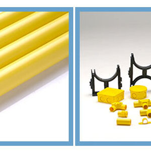 ท่อร้อยสายไฟฟ้าและอุปกรณ์สีเหลือง