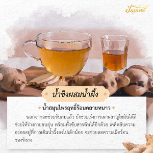น้ำขิงผสมน้ำผึ้ง น้ำสมุนไพรฤทธิ์ร้อนคลายหนาว